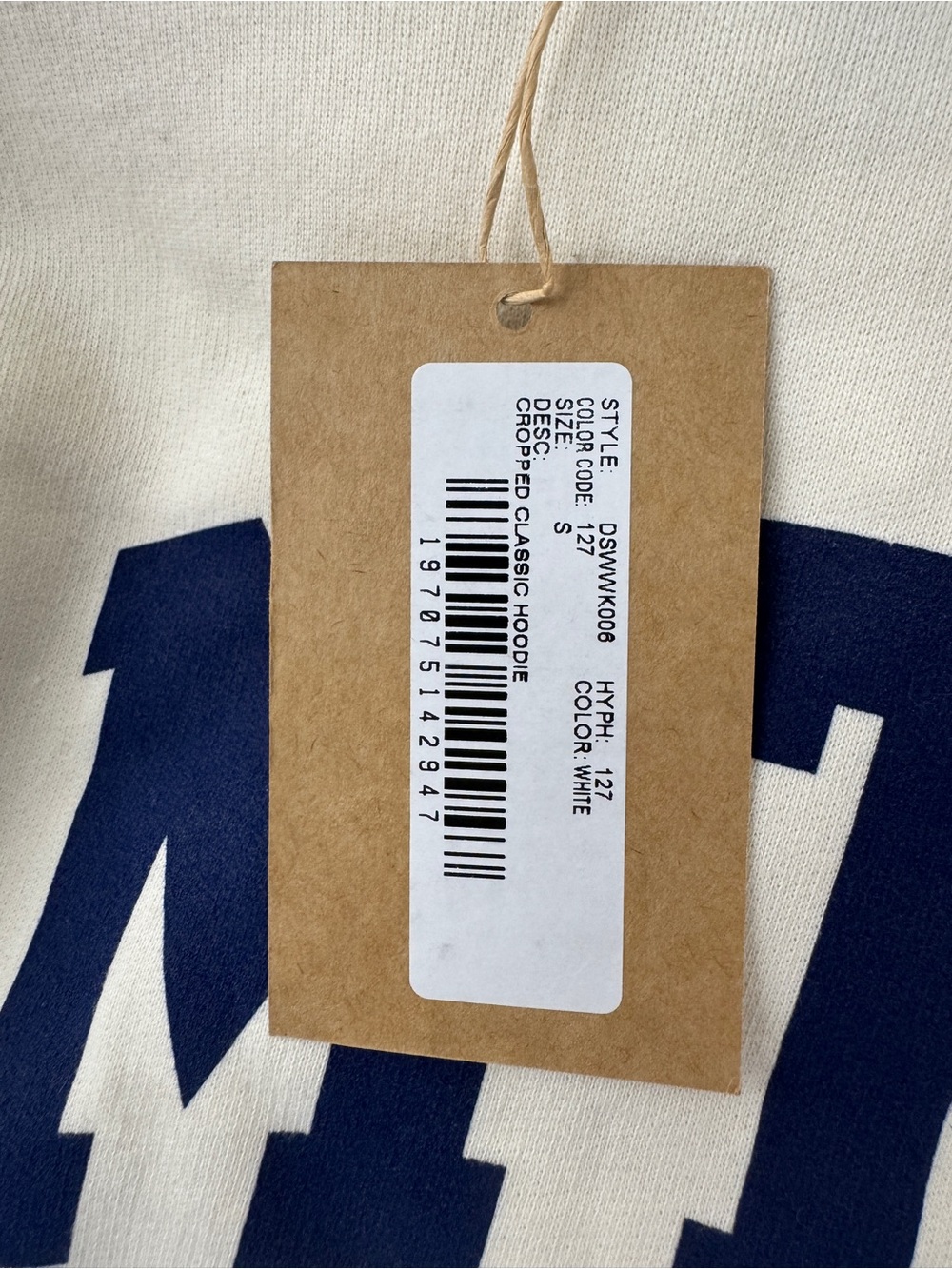 MTK Cropped Hoodie Sweatshirt - Cream/Navy - Picture 7 of 7